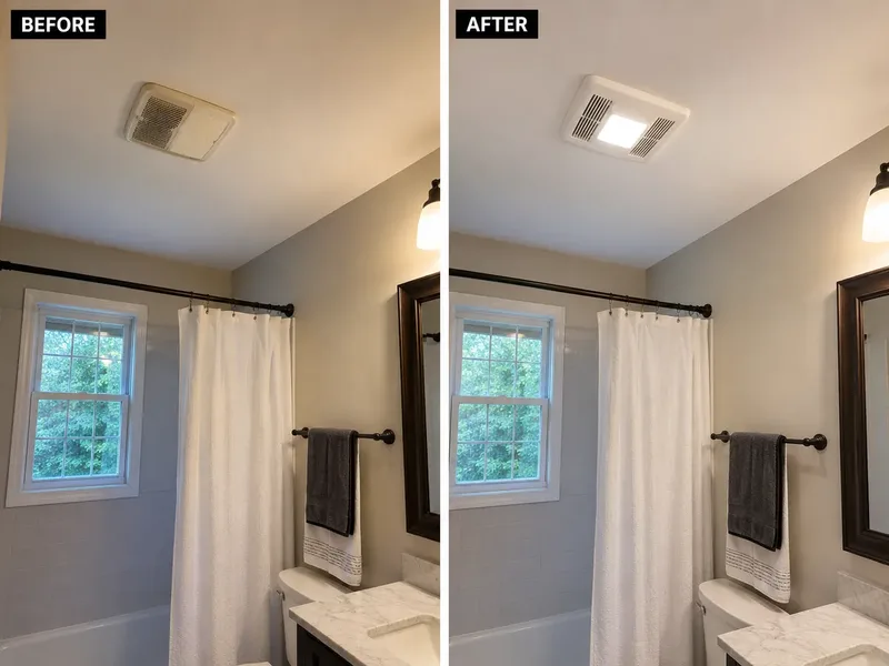 Before and after: bathroom exhaust fan upgrade to new LED fan/light combo
